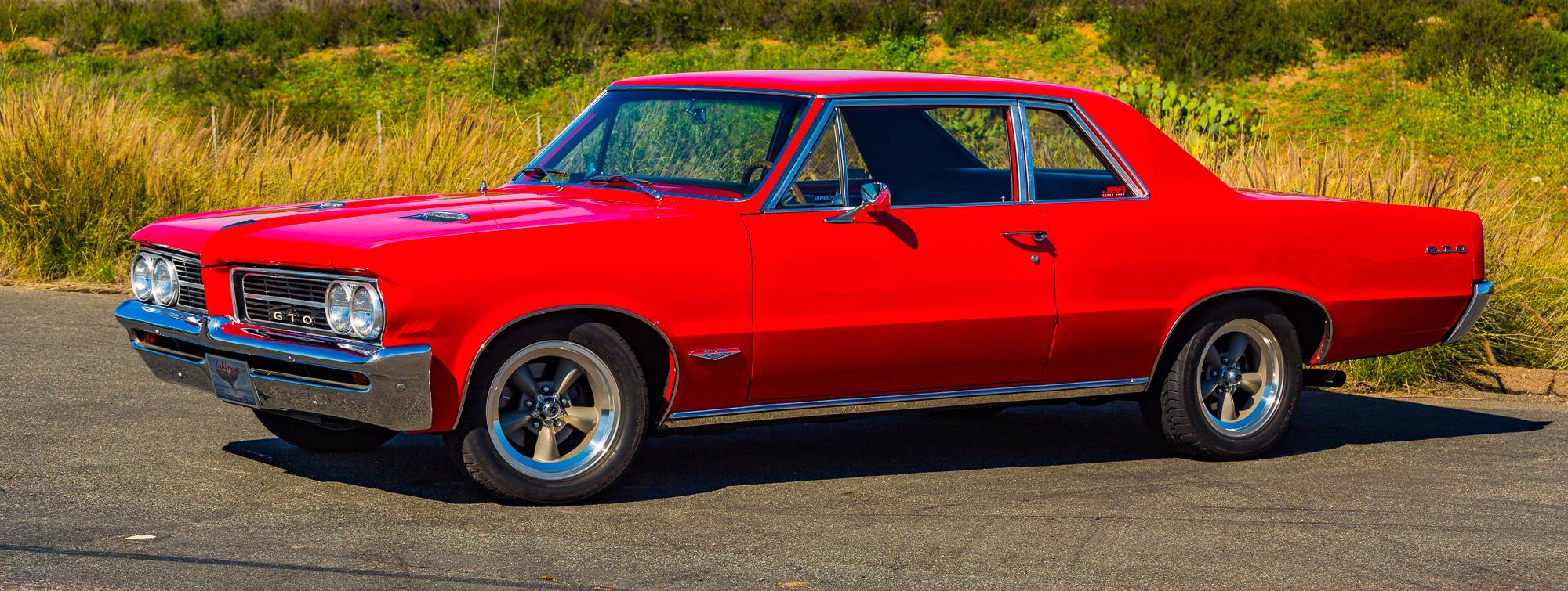 1964 Pontiac GTO Coupe, Red, American Racing Wheels, Black interior, Classic Muscle Car, BFGoodrich Tires