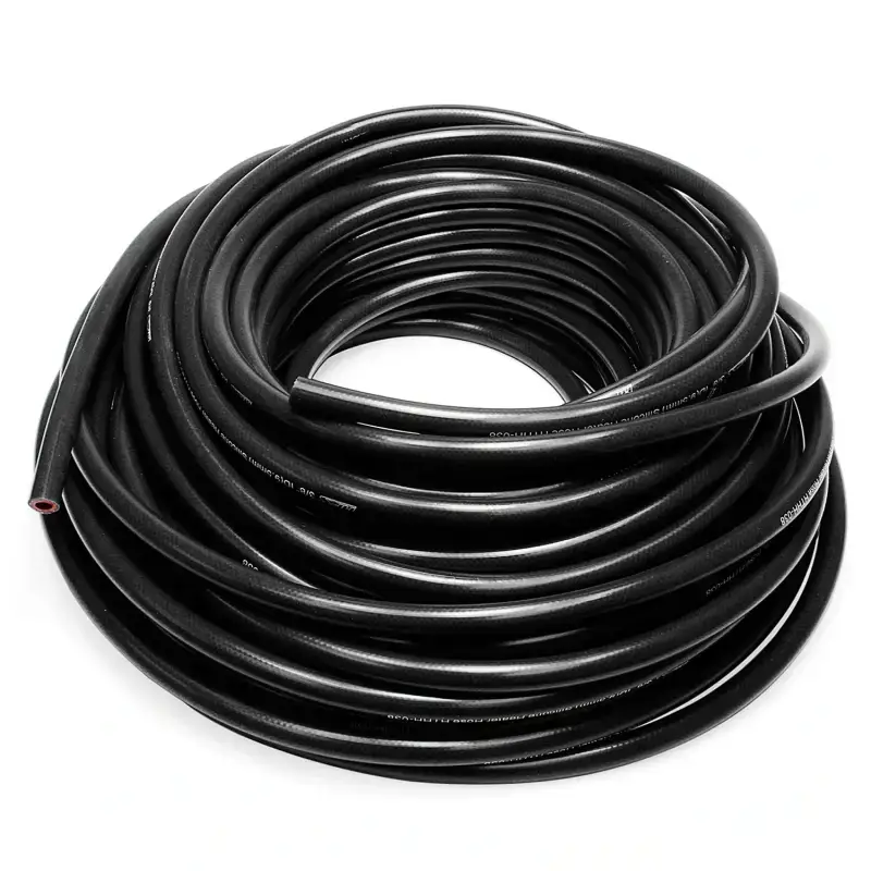 Bend Radius: 2-1/2 Max Working Pressure 80 psi HPS 1/2 ID Clear high temp reinforced silicone heater hose Max Temperature Rating: 350F 