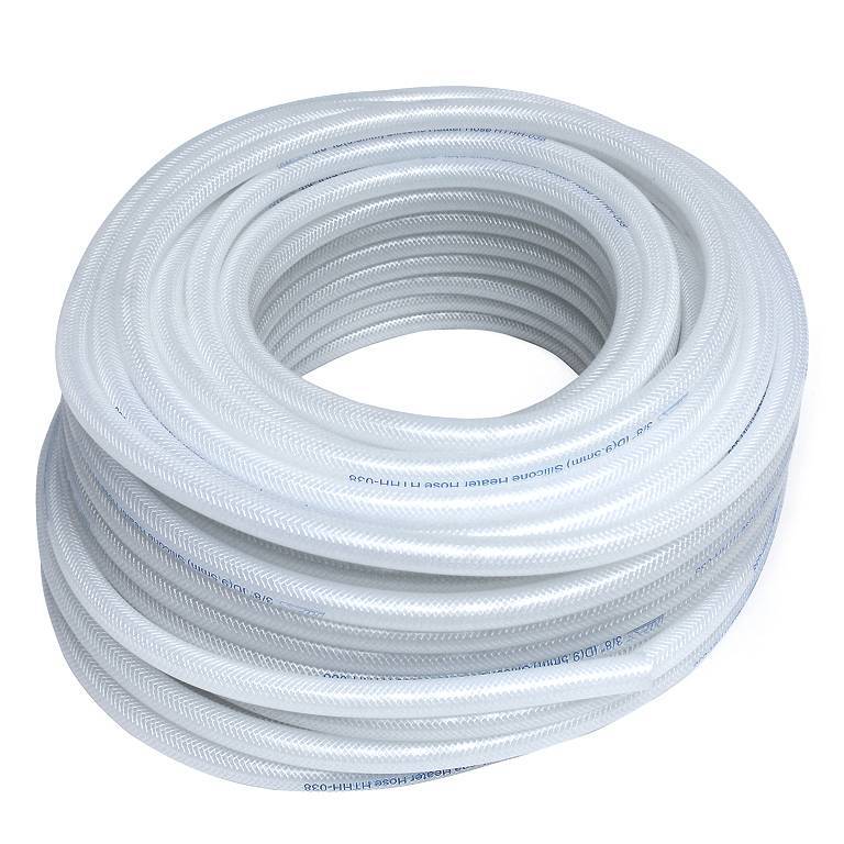 HPS 5/8 ID Clear high temp reinforced silicone heater hose 10 feet roll Max Temperature Rating: 350F Bend Radius: 3 Max Working Pressure 70 psi 