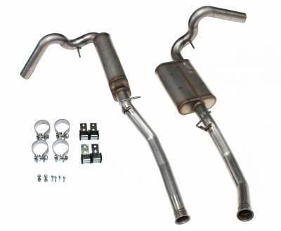 JBA Exhaust - JBA Performance Exhaust 40-2543 2.5" Stainless Exhaust System 66-77 Bronco 4WD 260-302 dual exit in front of rear wheels designed for JBA 6618S headers