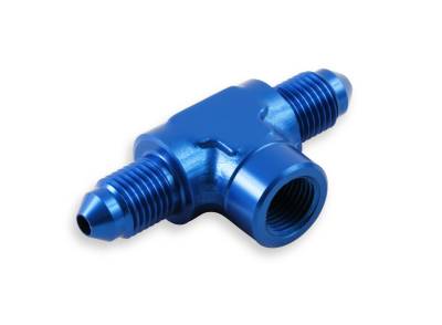 Earls - -3 M to 1/8 NPT Fuel Gauge Adapter on Branch Blue Anodized