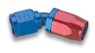 Earls - EARLS AUTO-FIT HOSE END 45 Degree -4 Red/Blue
