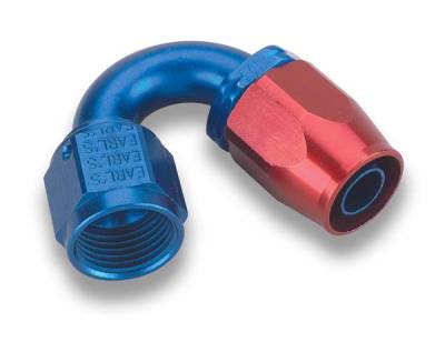 Earls - EARLS AUTO-FIT HOSE END 150 Degree -4 Red/Blue
