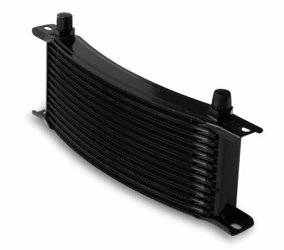 Earls - EARLS TEMP-A-CURE OIL COOLER - BLACK - 13 ROWS - NARROW CURVED COOLER -6 AN MALE FLARE PORTS