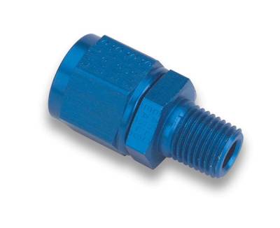 Earls - Straight -3 Female to 1/8 NPT Swivel Blue Anodized