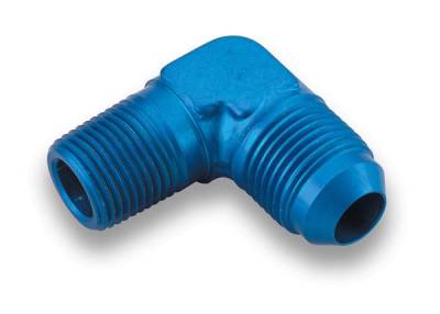 Earls - 90 Deg. -8 to 1/4 NPT Adapter Blue Anodized