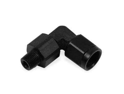 Earls - 90 Deg. -8 FEM to 3/8 NPT Swivel Black Anodized