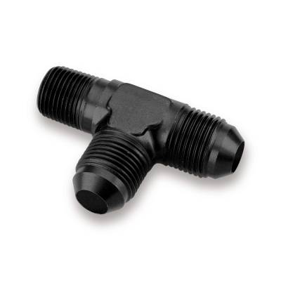 Earls - -10 to 1/2 NPT "T" on Run Black Anodized