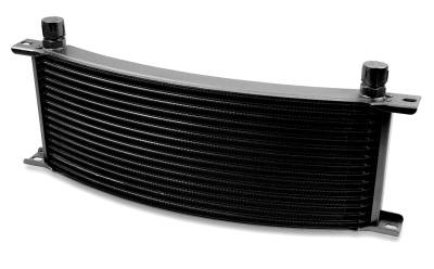 Earls - EARLS TEMP-A-CURE OIL COOLER - BLACK - 16 ROWS - NARROW CURVED COOLER -6 AN MALE FLARE PORTS
