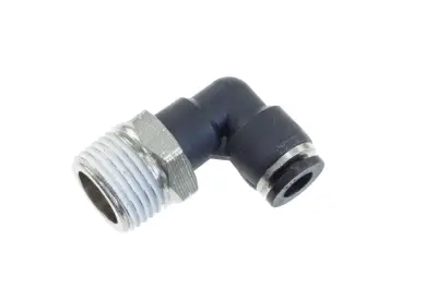 Red Horse Products - 1/4" Vacuum Fitting, Push To Connect, 90 Degree 1/4" NPT Male - black