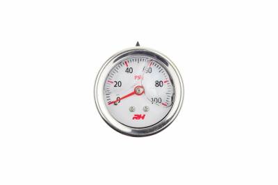 Red Horse Products - Liquid Filled Fuel  Pressure Gauge - 1/8" NPT Inlet - 100psi - White w/Silver Screws