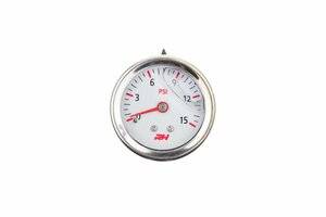 Red Horse Products - Liquid Filled Fuel  Pressure Gauge - 1/8" NPT Inlet - 15psi - White w/Silver Screws