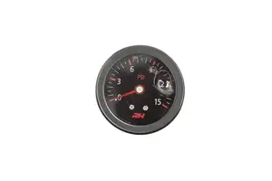 Red Horse Products - Liquid Filled Fuel Pressure Gauge - 1/8" NPT Inlet - 15psi - All Black Finish