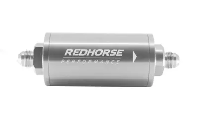 Red Horse Products - 6" Cylindrical In-Line Race Fuel Filter w/ 10 Micron S.S. element - 06 AN - Clear