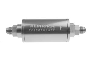 Red Horse Products - 6" Cylindrical In-Line Race Fuel Filter w/ 12 Micron Fiberglass element - 12 AN - Clear