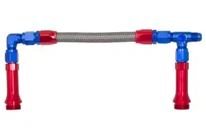 Red Horse Products - -06 AN Dual Feed Carb Line to fit FST Carb (9.5" - 9.75" C/L, 4150 style) - red/blue