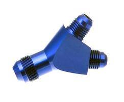 Red Horse Products - Y Block, -12 AN male inlet to dual -08 AN male outlets - blue