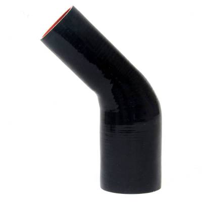 HPS Silicone Hose - HPS 1" ID, 10" Leg, Silicone 45 Degree Elbow Coupler Hose, High Temp 4-ply Reinforced, Black (25mm ID)