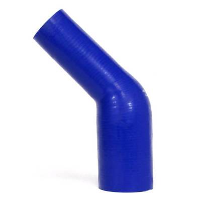 HPS Silicone Hose - HPS 1" ID, 10" Leg, Silicone 45 Degree Elbow Coupler Hose, High Temp 4-ply Reinforced, Blue (25mm ID)
