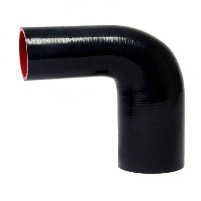 HPS Silicone Hose - HPS 1" ID, 10" Leg, Silicone 90 Degree Elbow Coupler Hose, High Temp 4-ply Reinforced, Black (25mm ID)
