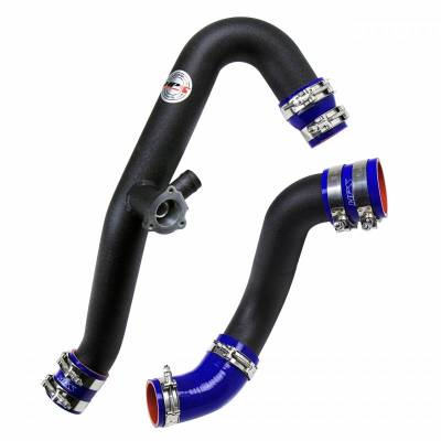HPS Silicone Hose - HPS Black Intercooler Hot Charge Pipe and Cold Side with Blue Hoses 15-20 Ford Mustang Ecoboost 2.3L Turbo