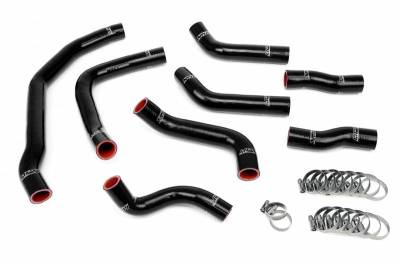 HPS Silicone Hose - HPS Black Reinforced Silicone Coolant Hose Complete kit (8pc) for front radiator + rear engine for Toyota 90-99 MR2 3SGTE Turbo