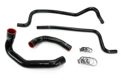 HPS Silicone Hose - HPS Black Reinforced Silicone Radiator + Heater Hose Kit for Jeep 02-06 Wrangler TJ 4.0L Left Hand Drive