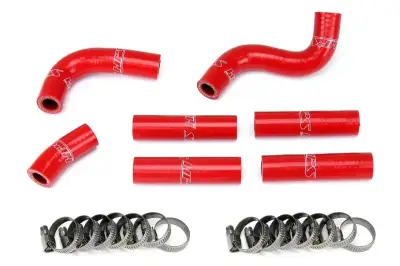 HPS Silicone Hose - HPS Red Reinforced Silicone Complete Pesky Heater Hose Kit 1FZ-FE for Toyota 92-97 Land Cruiser FJ80 4.5L I6 without rear heater