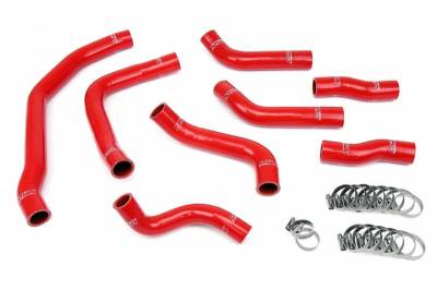 HPS Silicone Hose - HPS Red Reinforced Silicone Coolant Hose Complete kit (8pc) for front radiator + rear engine for Toyota 90-99 MR2 3SGTE Turbo