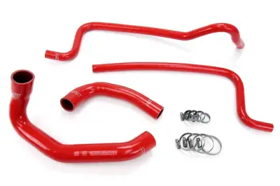 HPS Silicone Hose - HPS Red Reinforced Silicone Radiator + Heater Hose Kit for Jeep 02-06 Wrangler TJ 4.0L Left Hand Drive