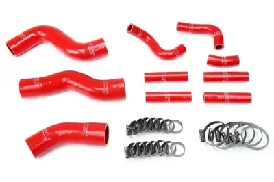 HPS Silicone Hose - HPS Red Reinforced Silicone Radiator + Pesky Heater Hose Kit 1FZ-FE for Toyota 92-97 Land Cruiser FJ80 4.5L I6 without rear heater