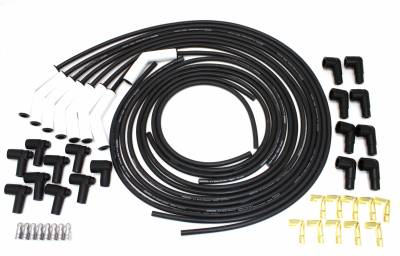 Wires, Univ. 8MM 8 cyl 45° White Ceramic Boot; Black wire