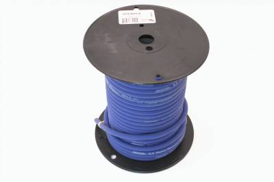Wires, 8MM blue, white script - 100Ft spool