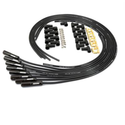Wires, Univ. 8MM 8 cyl 180° Black Ceramic Boot; Black wire