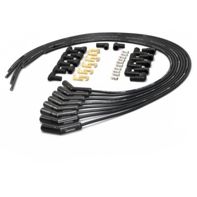 Wires, Univ. 8MM 8 cyl 45° Black Ceramic Boot; Black wire