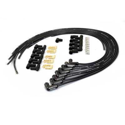 Wires, Univ. 8MM 8 cyl 90° Black Ceramic Boot; Black wire