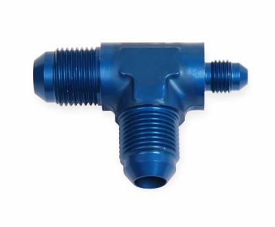 Adapters - NPT to AN Adapters - Earls - -8 Male T w/-4 on Run, Blue Anodized