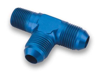 Adapters - NPT to AN Adapters - Earls - -4 to 1/8 NPT T on Run, Blue Anodized