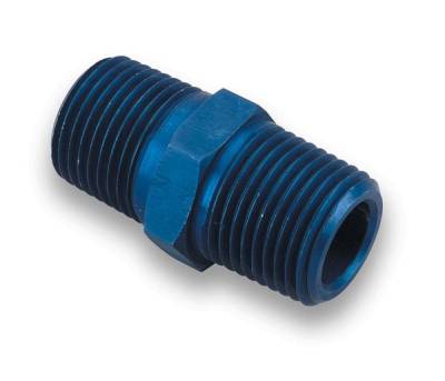 Adapters - NPT to NPT Adapters - Earls - 1/8 NPT Nipple Blue Anodized