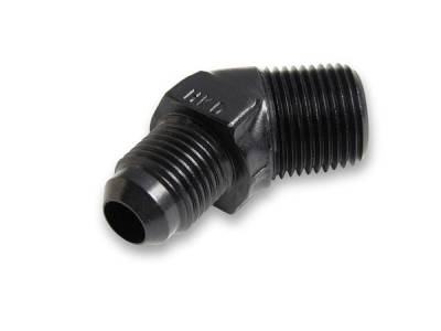 Adapters - NPT to AN Adapters - Earls - 45 Deg. -12 to 3/4 NPT Adapter Black Anodized