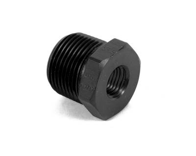 Adapters - NPT to NPT Adapters - Earls - 1/2" X 3/8" NPT Bushing Reducer Black Anodized