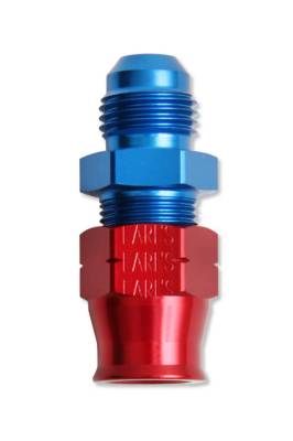 EARLS -10 AN MALE TO 5/8" TUBING ADAPTER Red & Blue Anodized Lightweight Aluminum Construction.