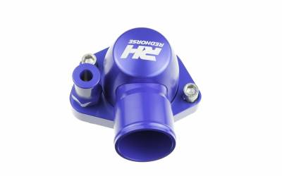 Red Horse Performance - Water Necks - Red Horse Products - Aluminum Water Neck 1.25" Hose for SBF 260/289/302 and 351 W ENGINE - Blue