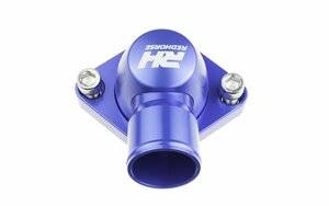 Red Horse Performance - Water Necks - Red Horse Products - Aluminum Water Neck 1.50" Hose for Chevy V8 All ENGINE - Blue