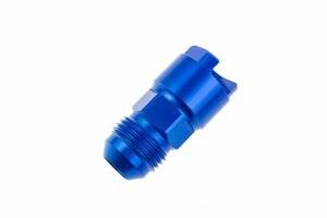 -08 AN male to 1/2" SAE quick-disconnect female, threaded lock nut  - blue