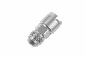-08 AN male to 1/2" SAE quick-disconnect female, threaded lock nut  - clear