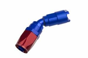 EFI Adapters - SAE to Female - Red Horse Products - -06 to 3/8" SAE quick disconnect female 45deg - Red/blue..