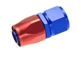 -08 straight female aluminum hose end - red&blue