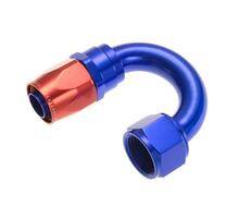 -06 180 degree female aluminum hose end - red&blue