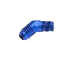 -12 45 degree male adapter to -08 (1/2") NPT male - blue